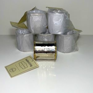 NEW Southern Living Napkin Rings Set of 6 Silver/Chrome Hammered Look Gold Edge